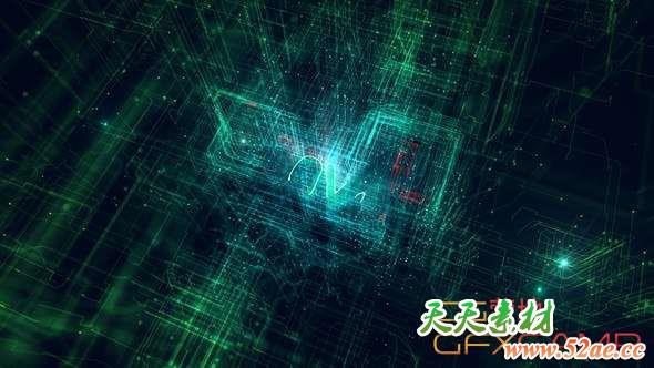 AE模板-三维科技感线条生长Logo动画 Hive Network Logo Reveal-天天素材网