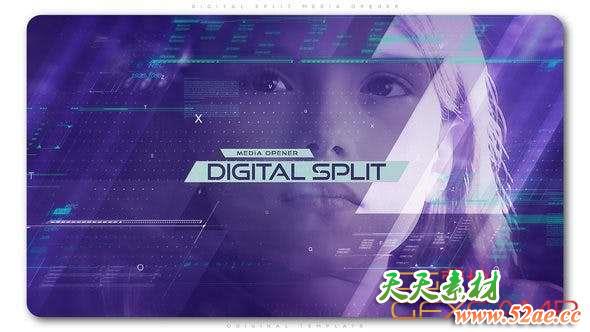 AE模板-科技感图形切割宣传片开场 Digital Split Media Opener-天天素材网