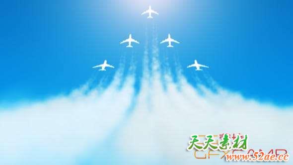 AE模板-飞机喷气烟雾Logo动画 Fly Away Ident-天天素材网