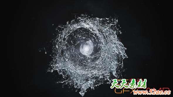 AE模板-水流漩涡Logo动画 Water Swirls Logo Reveal-天天素材网