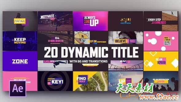 AE模板-时尚动态文字排版背景元素动画 Dynamic Modern Titles Backgrounds-天天素材网