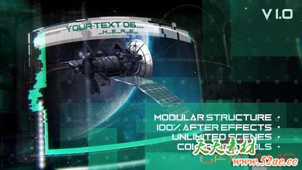 AE模板-三维科技感曲面视频展示片头 Bended Slideshow-天天素材网