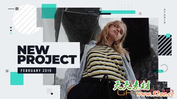 AE模板-时尚视频图形切割片头 Modern Glitch Promo-天天素材网