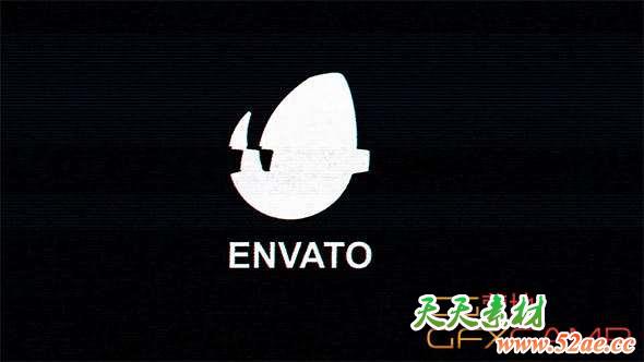 AE模板-屏幕打字信号损坏Logo动画 Quick Glitch Logo Reveal-天天素材网