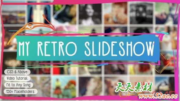 AE模板-照片快速切换相册展示片头 Retro Slideshow-天天素材网