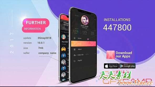 AE模板-iPhone手机APP宣传展示动画片头 App Promotion-天天素材网