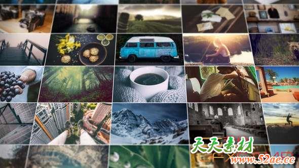 AE模板-简洁相册照片墙片头 Grid Photo Gallery-天天素材网