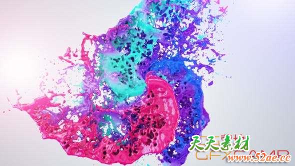 AE模板-彩色油漆液体Logo动画 Colors Of Liquid Logo Reveal-天天素材网