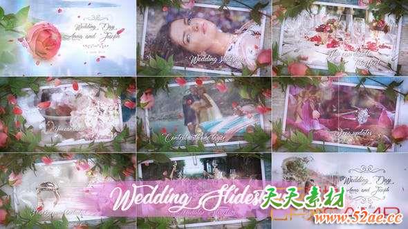 AE模板-玫瑰花瓣照片相册视频婚礼包装片头 Wedding Slideshow-天天素材网