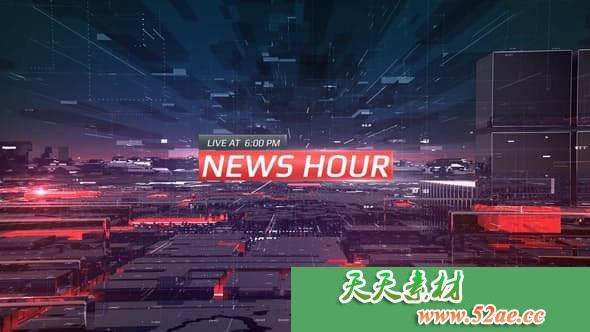 PR模板 新闻时间栏目包装电视节目视频模板 News Hour-天天素材网