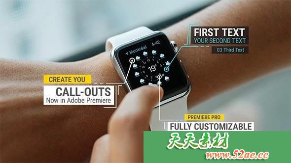 PR模板 线条呼出 视频素材 Call-Outs-天天素材网