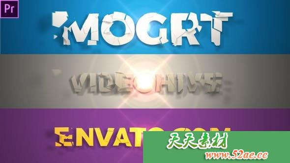 PR模板 短优雅标题揭示（Mogrt）Short Elegant title Reveal-天天素材网