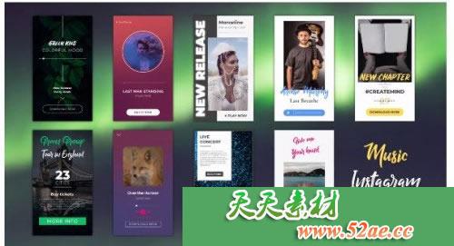 PR模板下载 音乐Instagram故事视频模板下载 - Premiere Pro模板-天天素材网