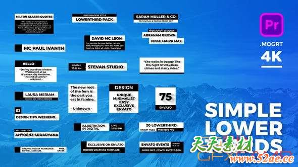 PR预设-简洁文字标题字幕条动画 Simple Lower Thirds-天天素材网