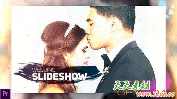 PR模板-水墨笔刷遮罩婚礼照片相册片头 Wedding Slideshow-天天素材网