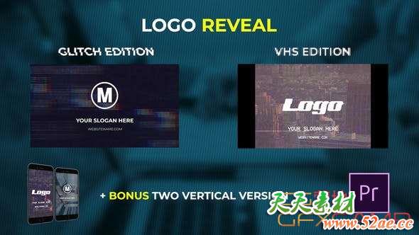 PR模板-复古信号损坏Logo动画 Logo Reveal – VHS & Glitch Edition-天天素材网