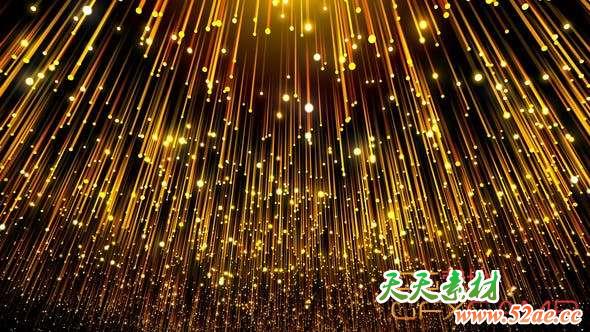 金色粒子帘幕背景视频素材 Gold Rain-天天素材网
