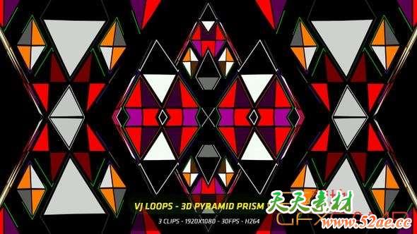 三角金字塔旋转大屏幕VJ视频素材 Vj Loops 3 D Pyramid Prism V.01-天天素材网