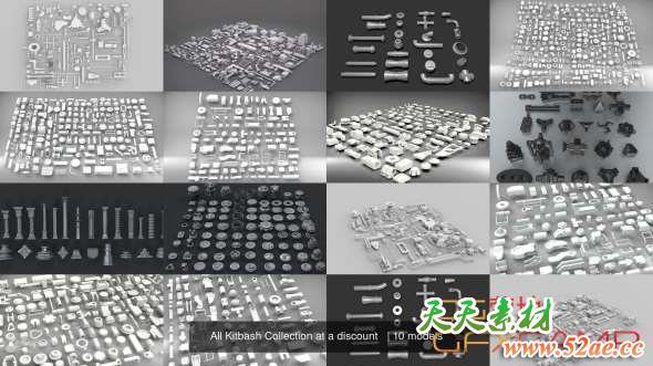硬面零件模组3D模型合集 CGTrader – All Kitbash Collection-天天素材网