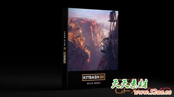 峡谷木屋楼房3D模型 Kitbash3D – Wild West (MAX/MA/OBJ/FBX格式)-天天素材网
