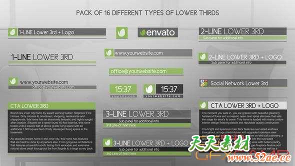 AE模板-简洁商务人名字幕条动画 Discreet Simple And Modern Lower Thirds Package-天天素材网