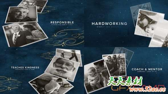 AE模板-父亲节照片相册开场 Father’s Day Opener-天天素材网