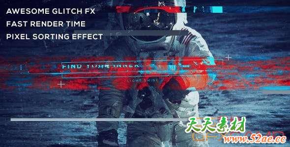 AE模板-信号损坏撕裂片头开场 Pixel Sorting Trailer-天天素材网