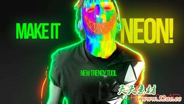 AE模板-霓虹灯视频描边特效 Make It Neon-天天素材网