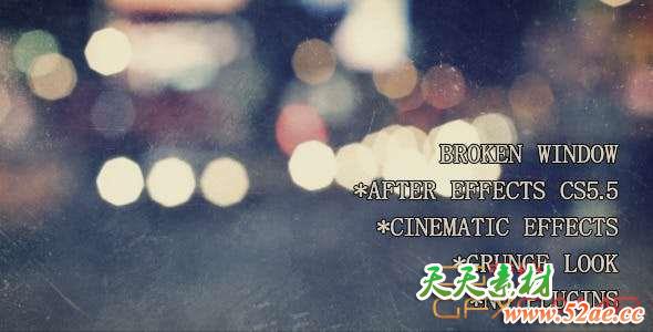 AE模板-污迹划痕肮脏质感怀旧视频包装片头 Broken Window-天天素材网