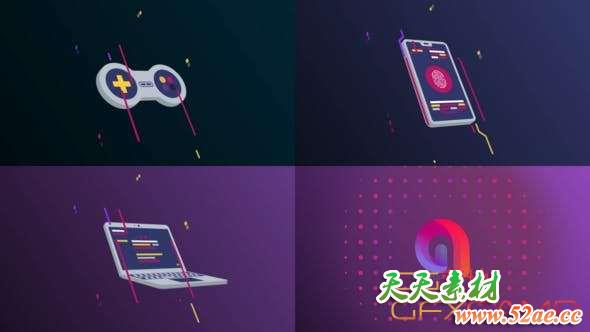 AE模板-游戏电脑配件图标动画 Gadget Preview Logo-天天素材网