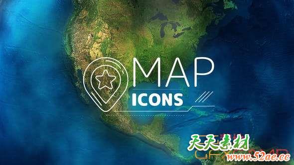 AE模板-地图天气预报图标ICON动画 Map & Weather Forecast Icons-天天素材网