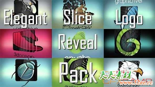 AE模板-切片破碎Logo动画 Elegant Slice Logo Reveal Pack-天天素材网