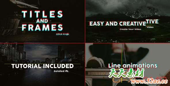 AE模板-色彩分离信号损坏文字标题动画 Titles And Frames Glitch-天天素材网