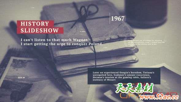 AE模板-复古历史幻灯片开场 History Slideshow-天天素材网
