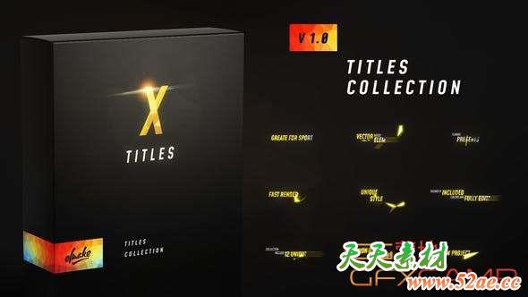 AE模板-设计动感文字标题动画 X Titles-天天素材网