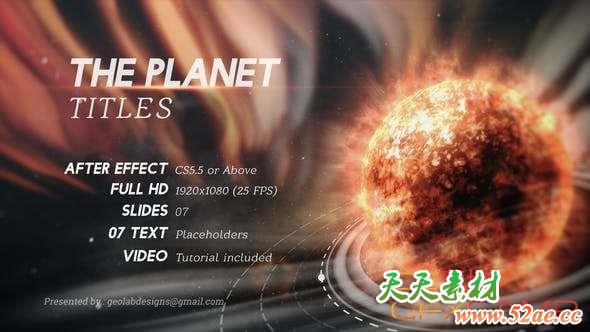 AE模板-三维星球文字宣传片头 The Planet Titles-天天素材网
