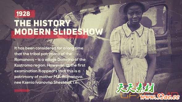 AE模板-历史图片介绍幻灯片开场 History Slideshow-天天素材网