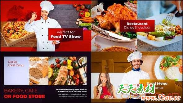 AE模板-食物栏目包装片头 Food Slideshow-天天素材网
