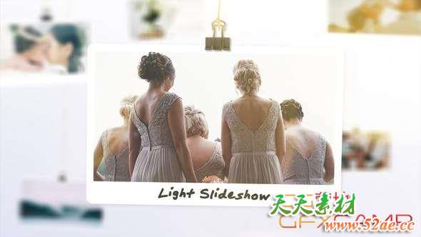 AE模板-拍立得照片相册悬挂展示开场 Light Photo Slideshow-天天素材网