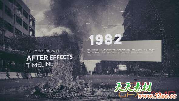 AE模板-复古历史时间线宣传片头 History Timeline-天天素材网