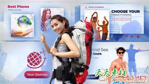 AE模板-旅游宣传展示片头 Trip and Travel Tour Firm-天天素材网