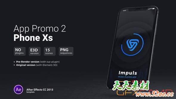 AE模板-时尚创意手机APP宣传动画 App Promo 2 Phone Xs-天天素材网
