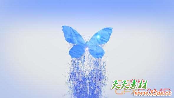 AE模板-水流蝴蝶飞舞Logo动画 Splashing Butterfly Logo Reveal-天天素材网