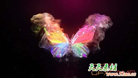 AE模板-粒子蝴蝶飞舞Logo动画 Glowing Butterfly Logo Reveal-天天素材网