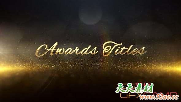 AE模板-金色粒子颁奖三维文字标题动画 Awards Titles 3D-天天素材网