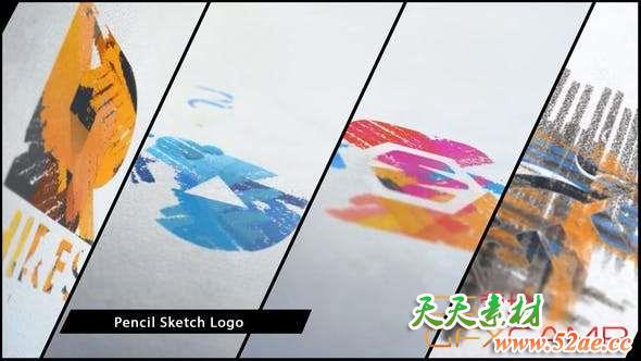 AE模板-粉笔铅笔素描填充Logo动画 Chalk and Pencil Sketch Logo-天天素材网