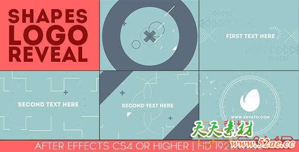 AE模板-简单图形变化Logo动画 Shapes Logo Reveal-天天素材网