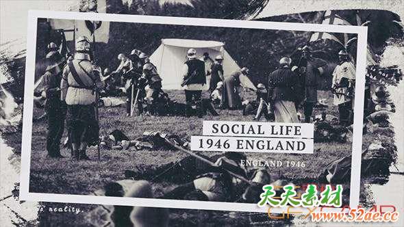 AE模板-历史时间线水墨遮罩片头 History Slideshow-天天素材网