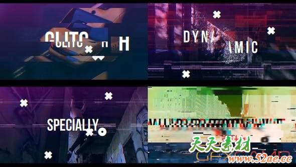 AE模板-信号损坏节奏感视频开场 Dynamic Glitch Opener-天天素材网