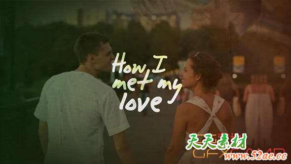 AE模板-情侣照片经历幻灯片回忆片头 How I Met My Love – Slideshow-天天素材网